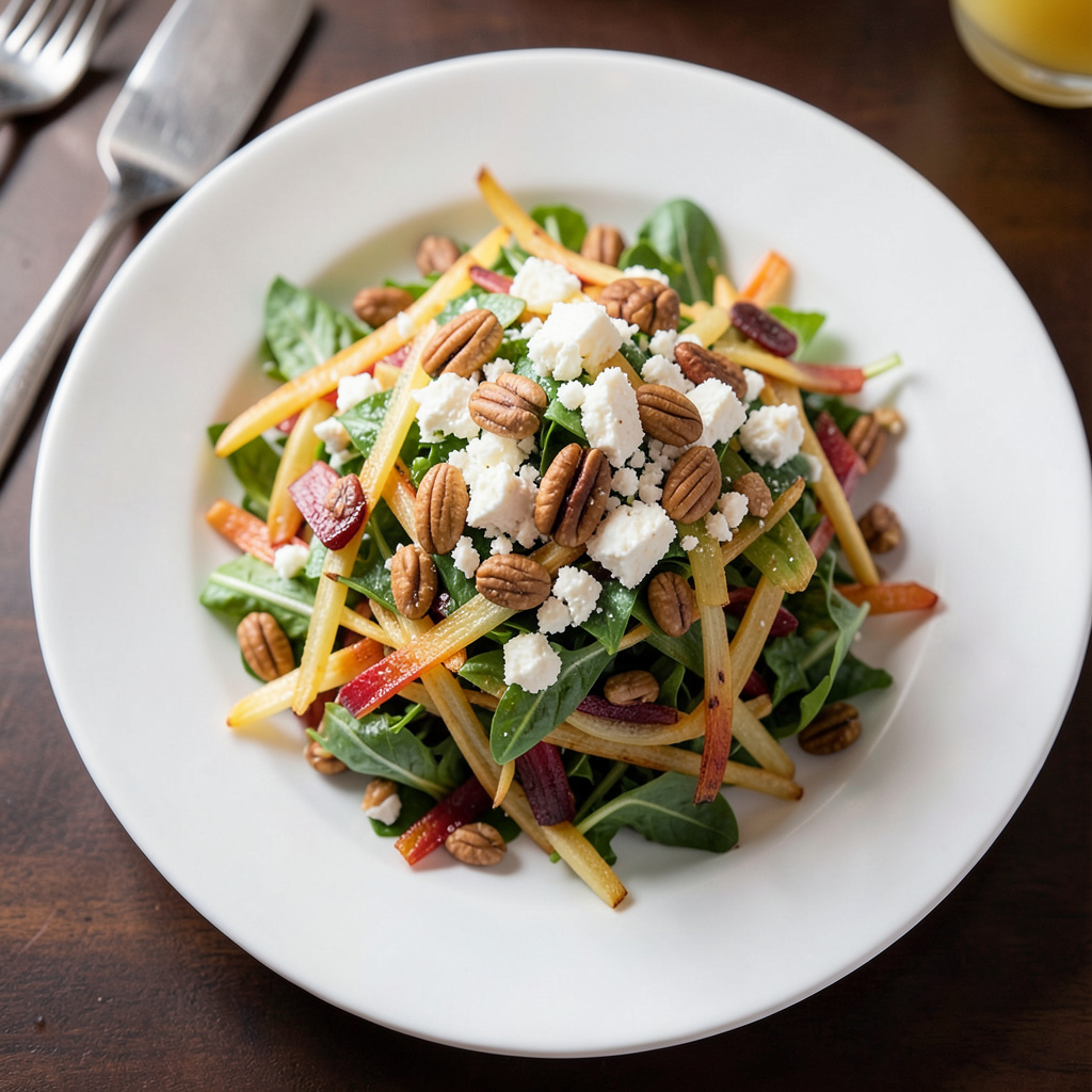 Салат с запеченной свеклой, фетой и грецкими орехами