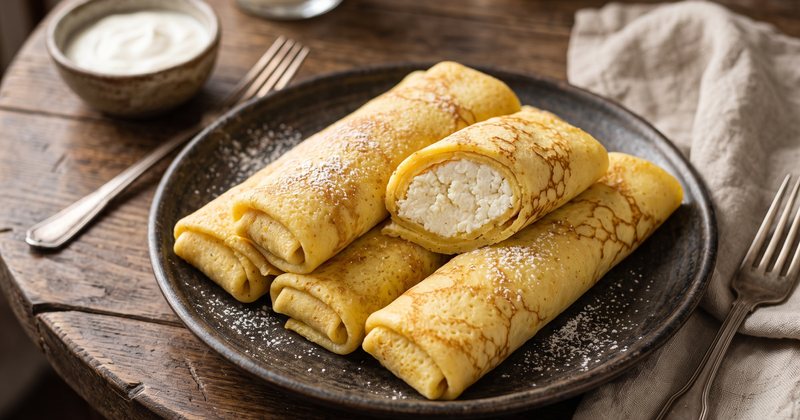 Кукурузные блины с твороговой начинкой
