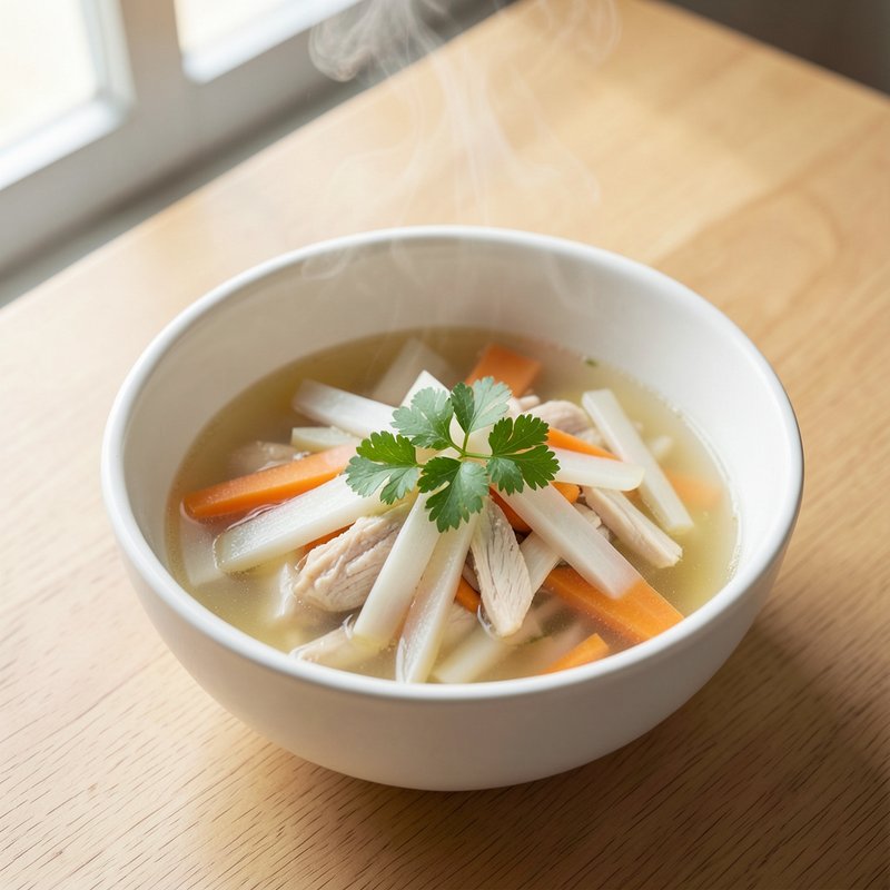 Куриный суп с редькой дайкон и морковью