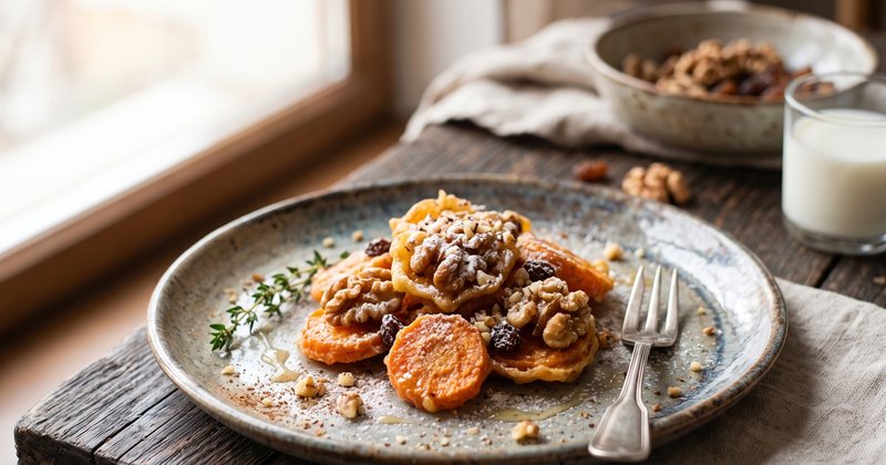 Морковный десерт с изюмом и орехами в кляре
