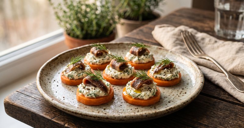 Закуска с сырным кремом и анчоусами